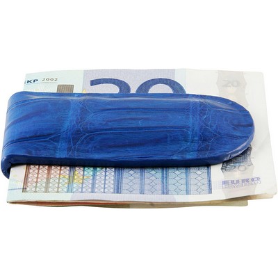  Затискач для купюр зі шкіри крокодила синій CMCLIP01 Blue , фото