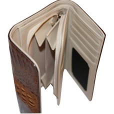 Кошелек женский из кожи крокодила коричневый PMT 81 Cognac