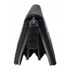 Кошелек из кожи крокодила черный ZAM 11 L Black