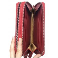 Кошелек женский из кожи крокодила красный ZAM 15 BS Red